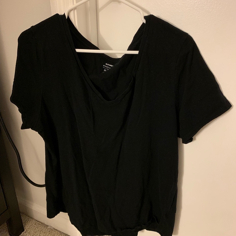 Black V-neck tee